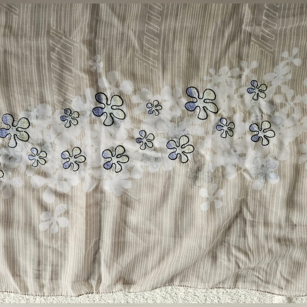 LEITH Embroidered Pop Art Floral Border Scarf / Wrap | 73